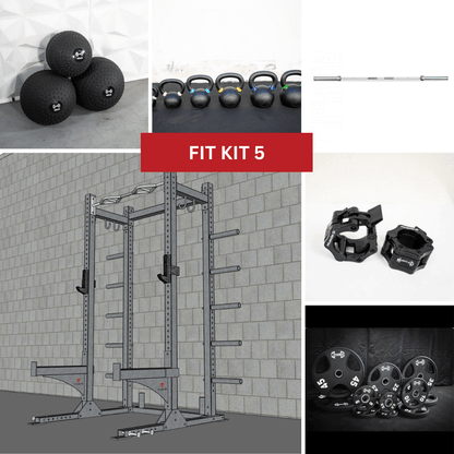 TGrip Commercial Half Rack Complete Kit - 3x3 Steel - Functional Multi - Grip Pull - Up - Bar & Plate Storage - J - Hooks - Grit Grind Strength