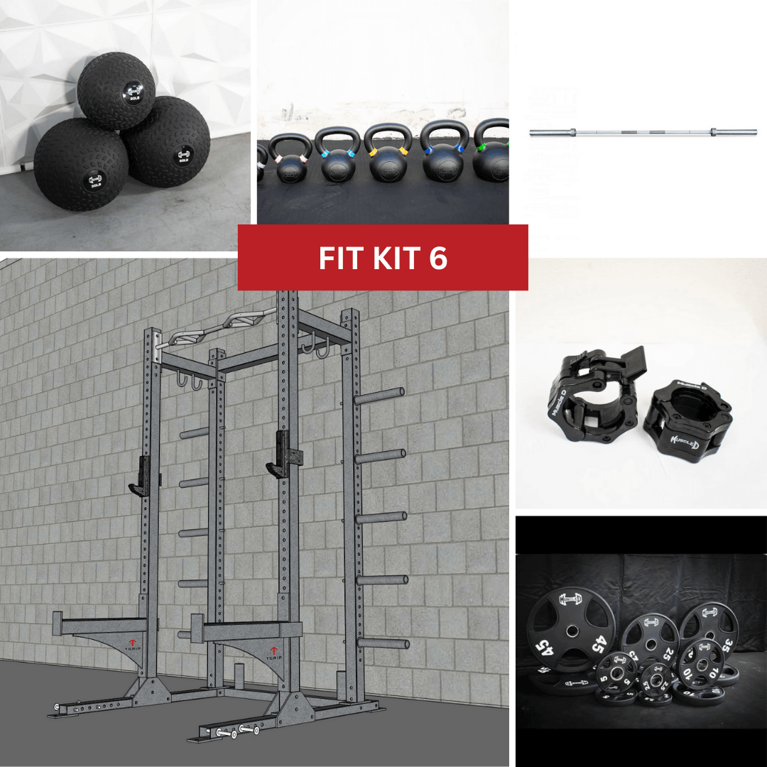 TGrip Commercial Half Rack Complete Kit - 3x3 Steel - Functional Multi - Grip Pull - Up - Bar & Plate Storage - J - Hooks - Grit Grind Strength