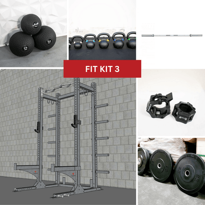 TGrip Commercial Half Rack Complete Kit - 3x3 Steel - Functional Multi - Grip Pull - Up - Bar & Plate Storage - J - Hooks - Grit Grind Strength