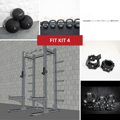 TGrip Commercial Half Rack Complete Kit - 3x3 Steel - Functional Multi - Grip Pull - Up - Bar & Plate Storage - J - Hooks - Grit Grind Strength