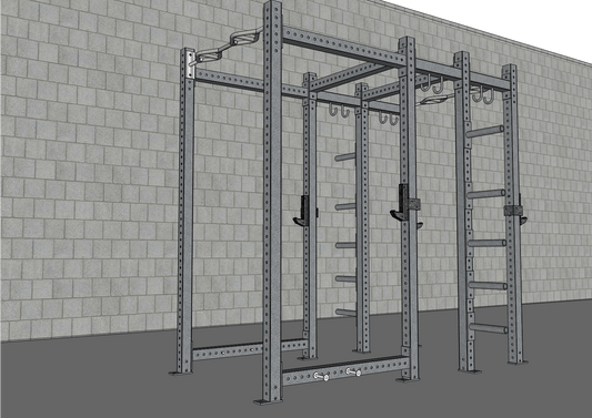 TGrip Commercial Rack and a Half - 3x3 Steel - Functional Multi - Grip Pull - Up - Plate Storage - J - Hooks - Grit Grind Strength
