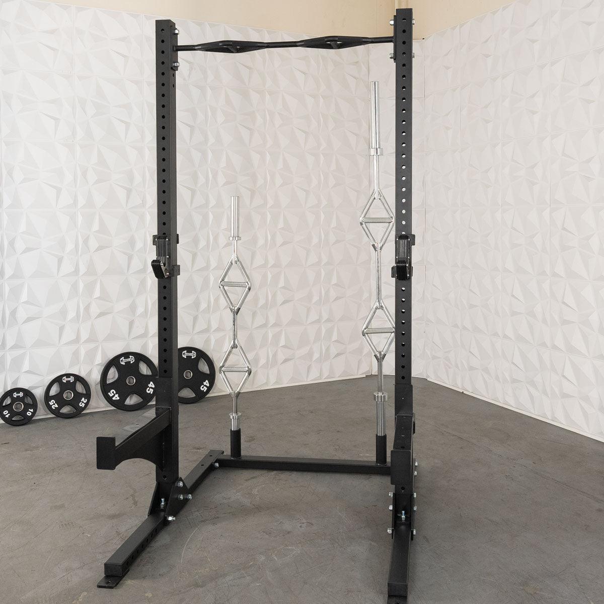 TGrip Commercial Squat Stand - 3x3 Steel - Functional Multi - Grip Pull - Up - Bar & Plate Storage - J - Hooks - Grit Grind Strength