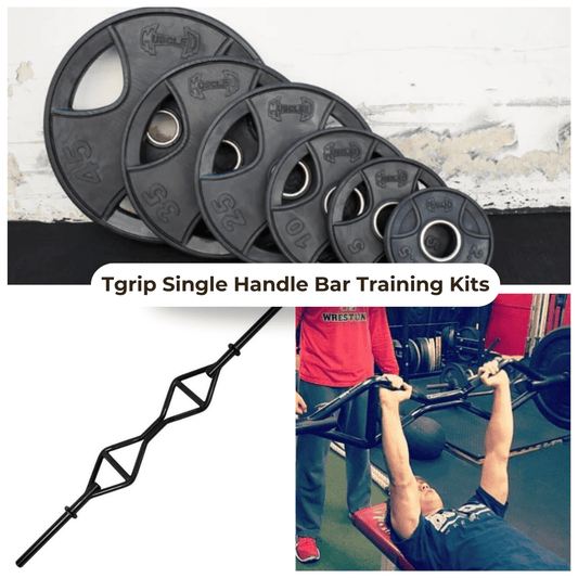TGrip Pro Series Single Handle Bar with Solid Olympic Sleeves Training Kits - Multi Grip - Functional Training - Football - Swiss - Neutral - Grit Grind Strength