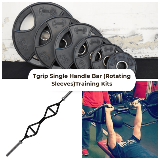 TGrip Pro Series Single Handle Olympic Bar (Rotating Ends) Training Kits - Multi Grip - Strength Training - Football - Swiss - Neutral - Grit Grind Strength