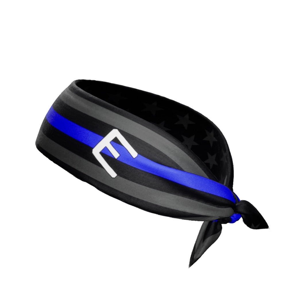 Thin Blue Line Tie Headband - Grit Grind Strength