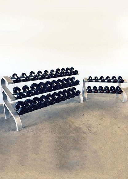 Three Tier 12 Pairs Dumbbell Rack - Muscle D Fitness - Commercial Grade 3 Tier Dummbbell Rack - Grit Grind Strength