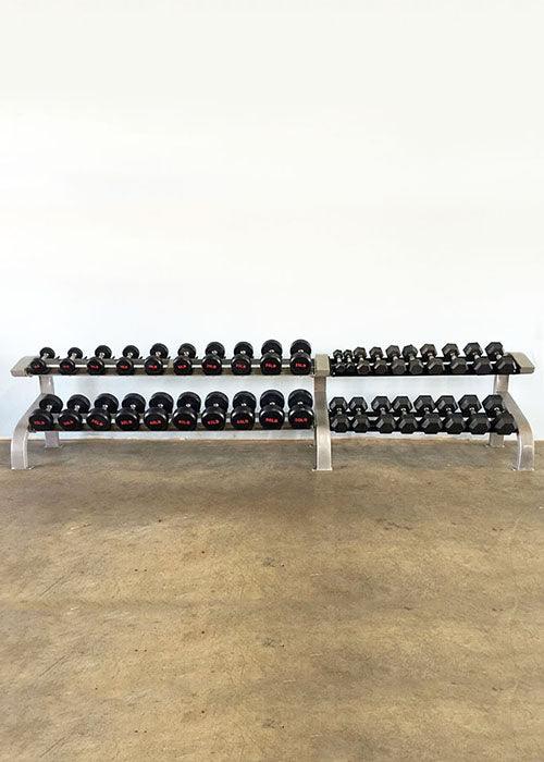 Three Tier 12 Pairs Dumbbell Rack - Muscle D Fitness - Commercial Grade 3 Tier Dummbbell Rack - Grit Grind Strength