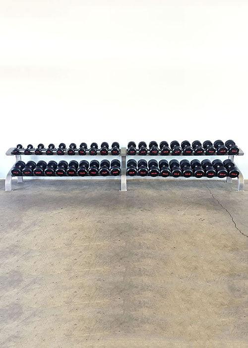 Three Tier 12 Pairs Dumbbell Rack - Muscle D Fitness - Commercial Grade 3 Tier Dummbbell Rack - Grit Grind Strength