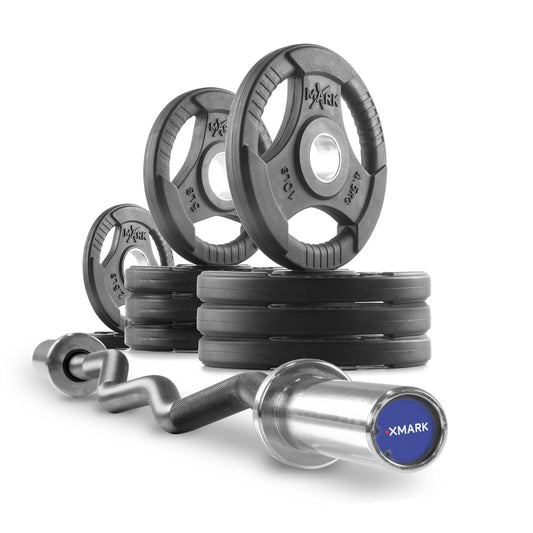 Tri - Grip Olympic Weight Plates and Curl Barbell Sets - Grit Grind Strength