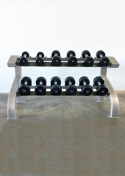 Two Tier 6 Pairs Dumbbell Rack - Muscle D Fitness - Durable 2 Tier 6 Pair Dumbbell Rack - Grit Grind Strength