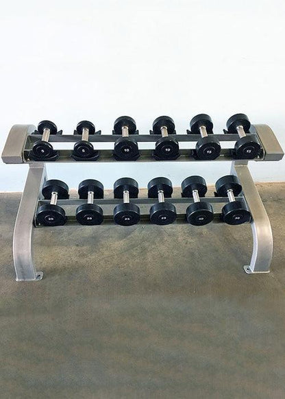 Two Tier 6 Pairs Dumbbell Rack - Muscle D Fitness - Durable 2 Tier 6 Pair Dumbbell Rack - Grit Grind Strength