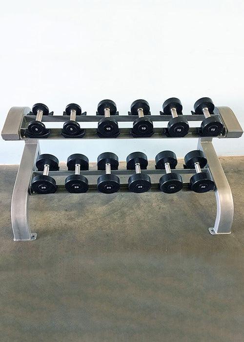 Two Tier 6 Pairs Dumbbell Rack - Muscle D Fitness - Durable 2 Tier 6 Pair Dumbbell Rack - Grit Grind Strength