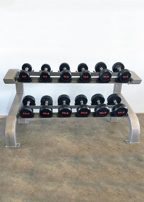 Two Tier 6 Pairs Dumbbell Rack - Muscle D Fitness - Durable 2 Tier 6 Pair Dumbbell Rack - Grit Grind Strength