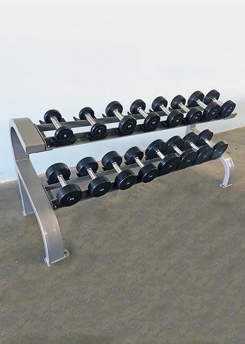 Two Tier 8 Pairs Dumbbell Rack - Muscle D Fitness - Durable 2 Tier 8 Pair Dumbbell Rack - Grit Grind Strength