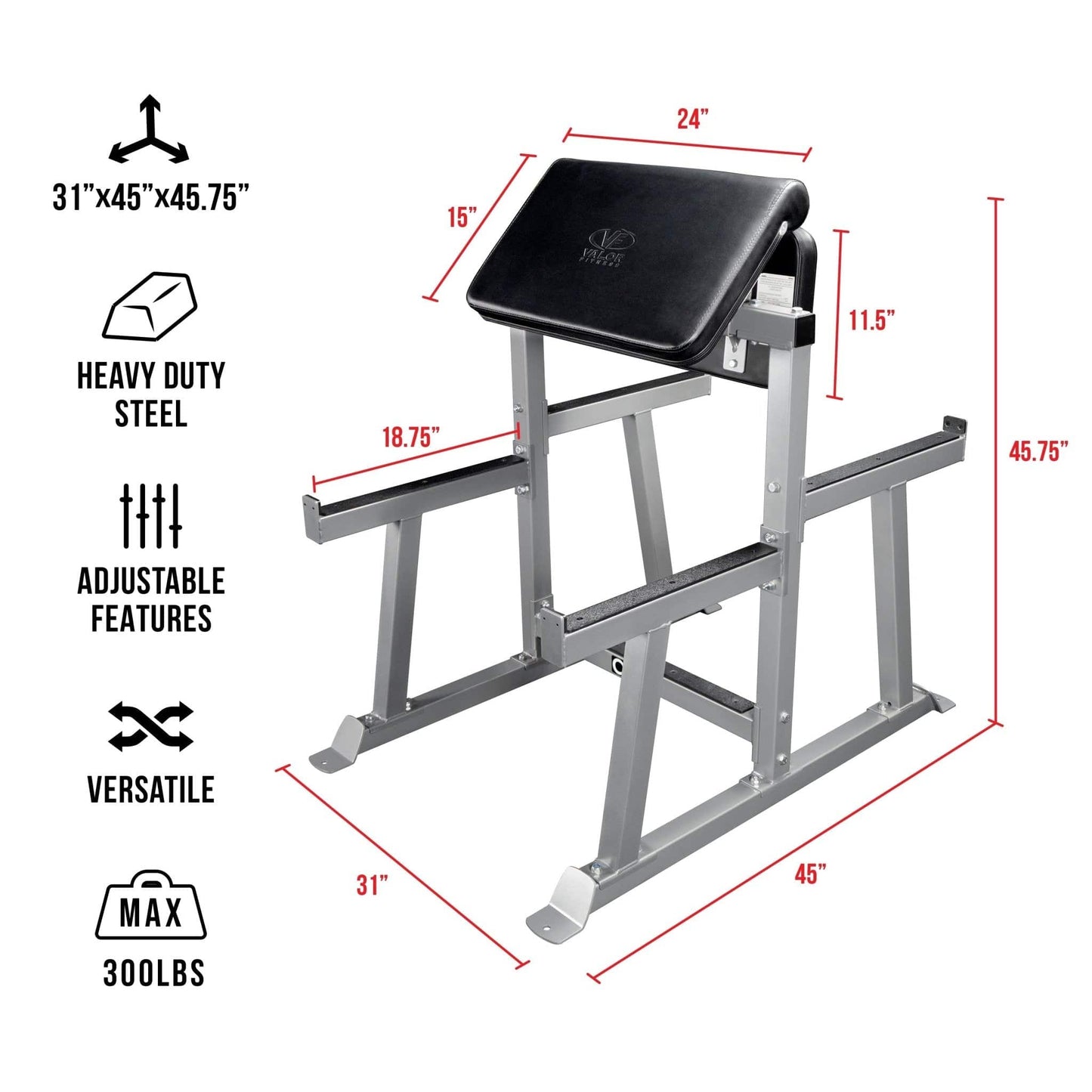 Valor Fitness Exercise & Fitness Standing Preacher Curl Bench