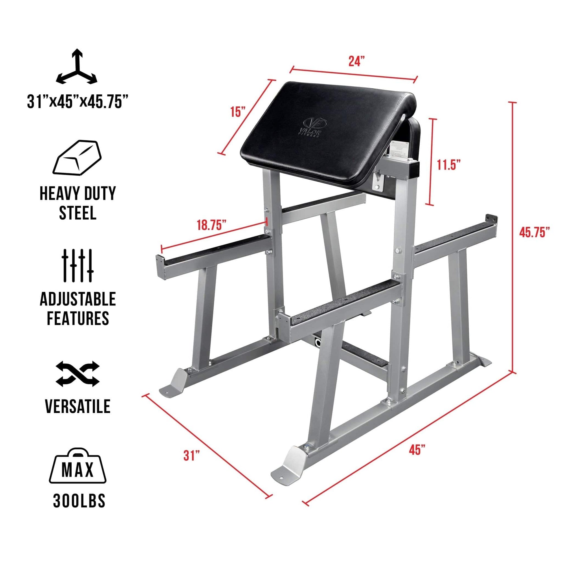 Valor Fitness Exercise & Fitness Standing Preacher Curl Bench