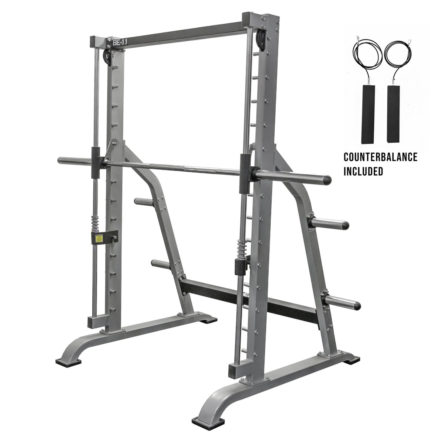 Valor Fitness Weight Lifting Machines & Racks Silver Counterbalanced Smith Machine with Plate Storage Pegs