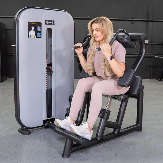 Vogue Ab Crunch - Muscle D Fitness - Adjustable Seat - Abdominal Workout - Selectorized Weight - Grit Grind Strength