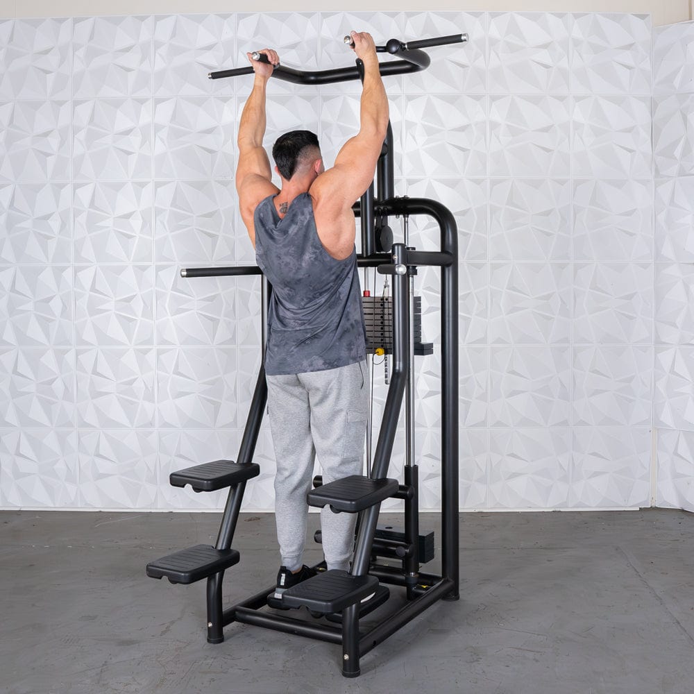 Vogue Assisted Chin/Dip - Muscle D Fitness - Adjustable - Pin Selectorized - Back Tricep Combo - Grit Grind Strength