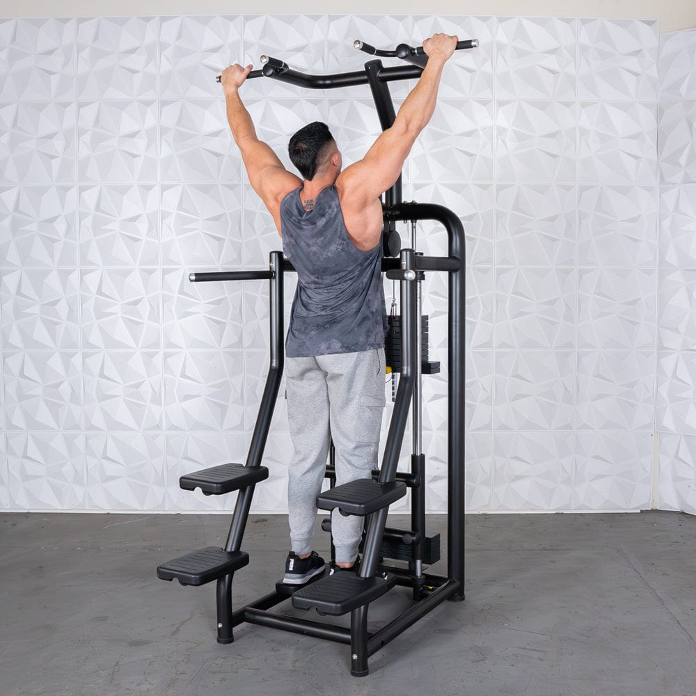 Vogue Assisted Chin/Dip - Muscle D Fitness - Adjustable - Pin Selectorized - Back Tricep Combo - Grit Grind Strength
