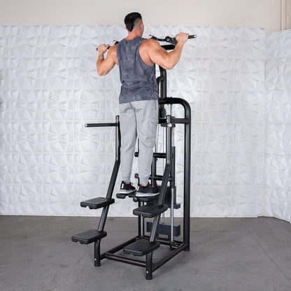 Vogue Assisted Chin/Dip - Muscle D Fitness - Adjustable - Pin Selectorized - Back Tricep Combo - Grit Grind Strength