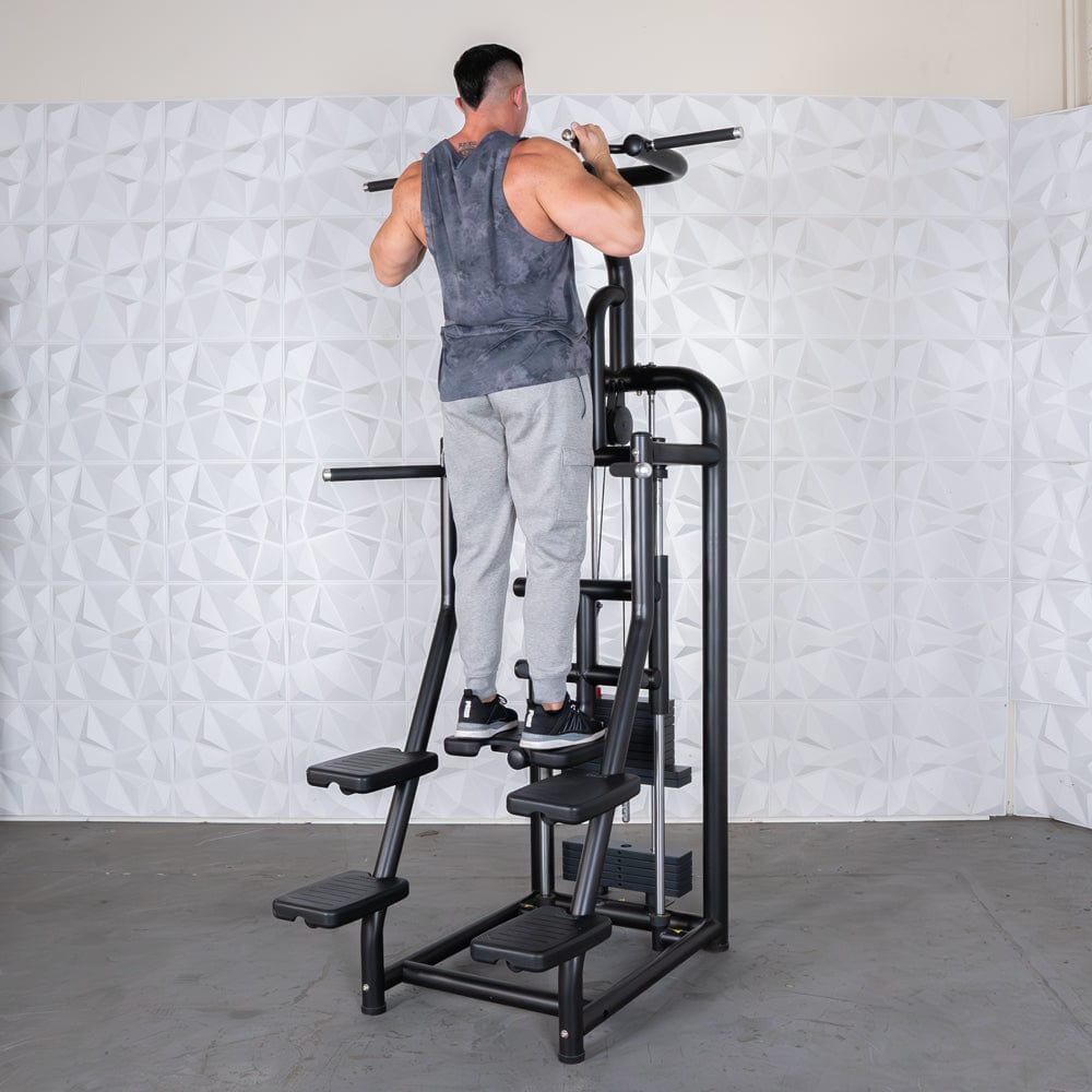 Vogue Assisted Chin/Dip - Muscle D Fitness - Adjustable - Pin Selectorized - Back Tricep Combo - Grit Grind Strength