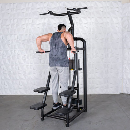 Vogue Assisted Chin/Dip - Muscle D Fitness - Adjustable - Pin Selectorized - Back Tricep Combo - Grit Grind Strength