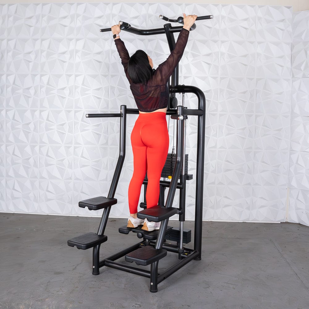Vogue Assisted Chin/Dip - Muscle D Fitness - Adjustable - Pin Selectorized - Back Tricep Combo - Grit Grind Strength
