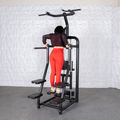 Vogue Assisted Chin/Dip - Muscle D Fitness - Adjustable - Pin Selectorized - Back Tricep Combo - Grit Grind Strength