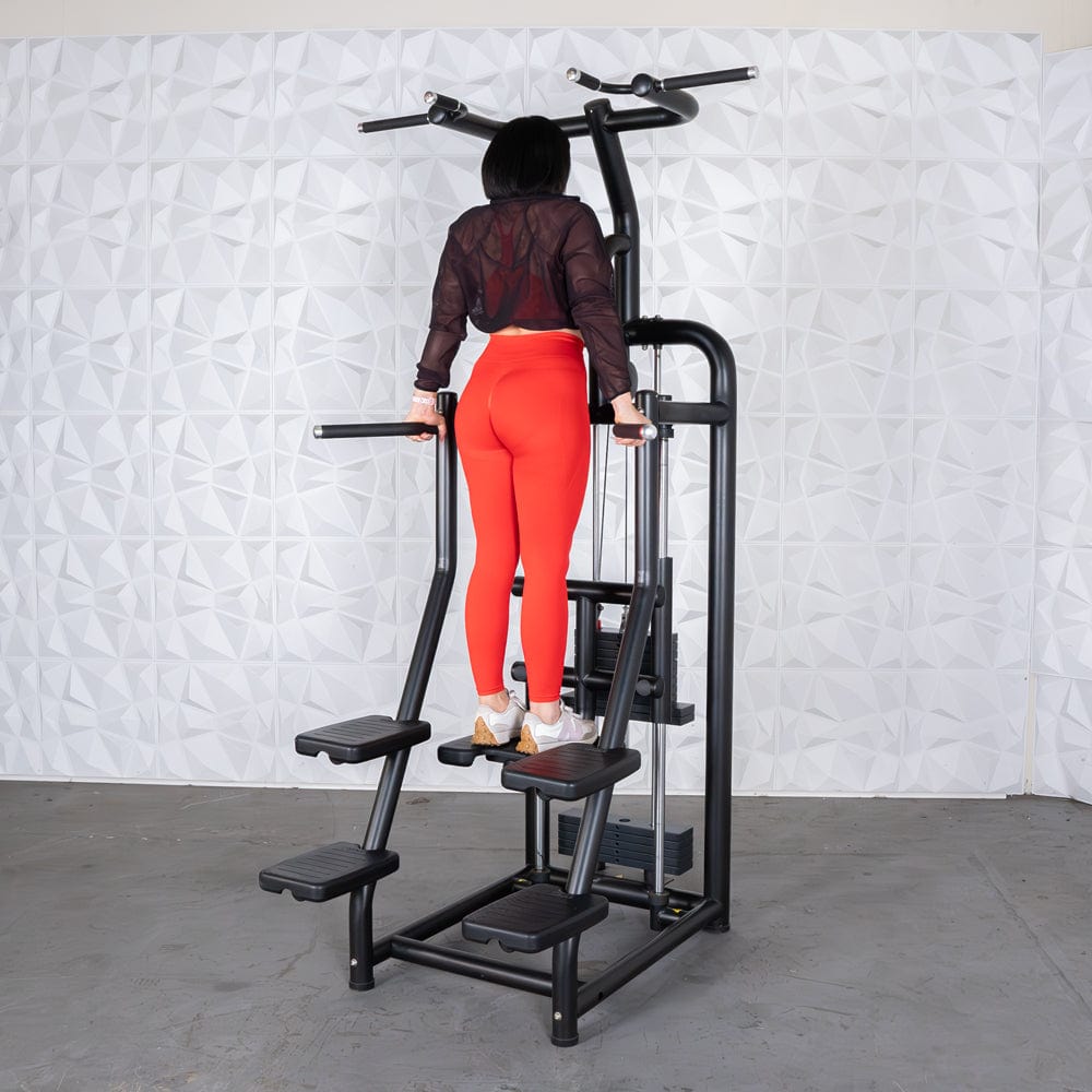 Vogue Assisted Chin/Dip - Muscle D Fitness - Adjustable - Pin Selectorized - Back Tricep Combo - Grit Grind Strength