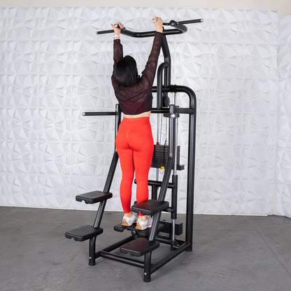 Vogue Assisted Chin/Dip - Muscle D Fitness - Adjustable - Pin Selectorized - Back Tricep Combo - Grit Grind Strength