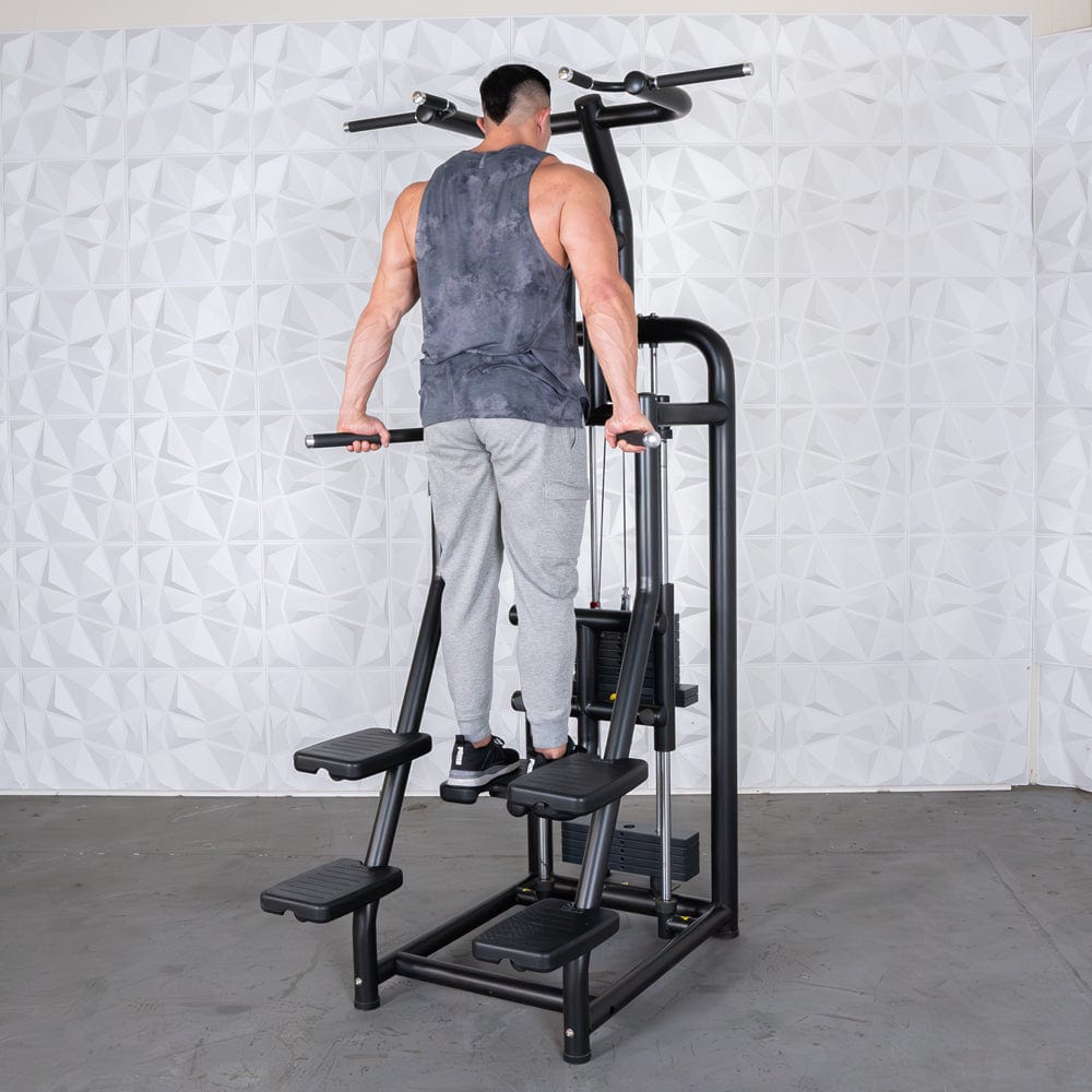 Vogue Assisted Chin/Dip - Muscle D Fitness - Adjustable - Pin Selectorized - Back Tricep Combo - Grit Grind Strength