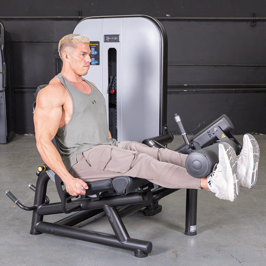 Vogue Leg Extension/Prone Leg Curl Combo - Muscle D Fitness - Seated - Adjustable - Pin Selectorized - Quads Hamstring Machine - Grit Grind Strength
