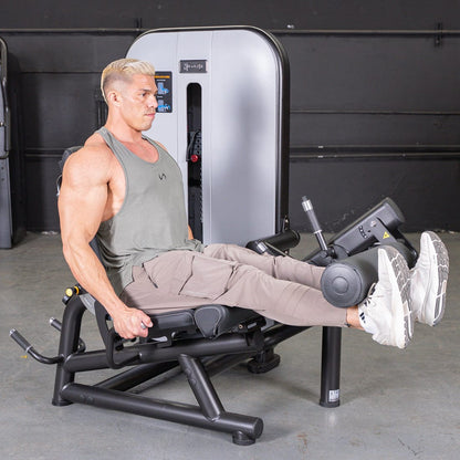 Vogue Leg Extension/Prone Leg Curl Combo - Muscle D Fitness - Seated - Adjustable - Pin Selectorized - Quads Hamstring Machine - Grit Grind Strength