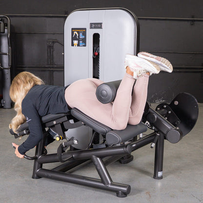 Vogue Leg Extension/Prone Leg Curl Combo - Muscle D Fitness - Seated - Adjustable - Pin Selectorized - Quads Hamstring Machine - Grit Grind Strength