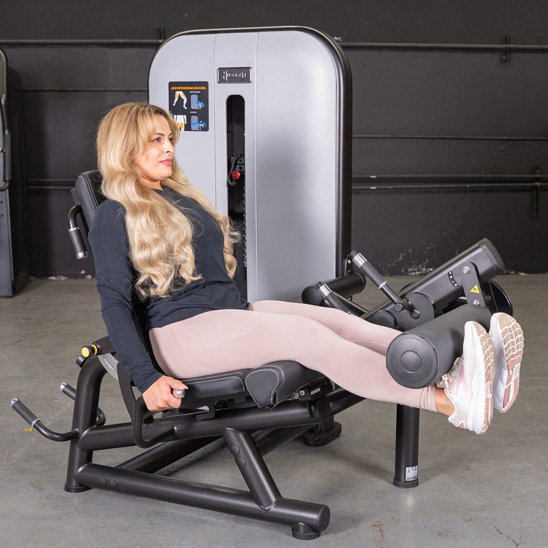 Vogue Leg Extension/Prone Leg Curl Combo - Muscle D Fitness - Seated - Adjustable - Pin Selectorized - Quads Hamstring Machine - Grit Grind Strength