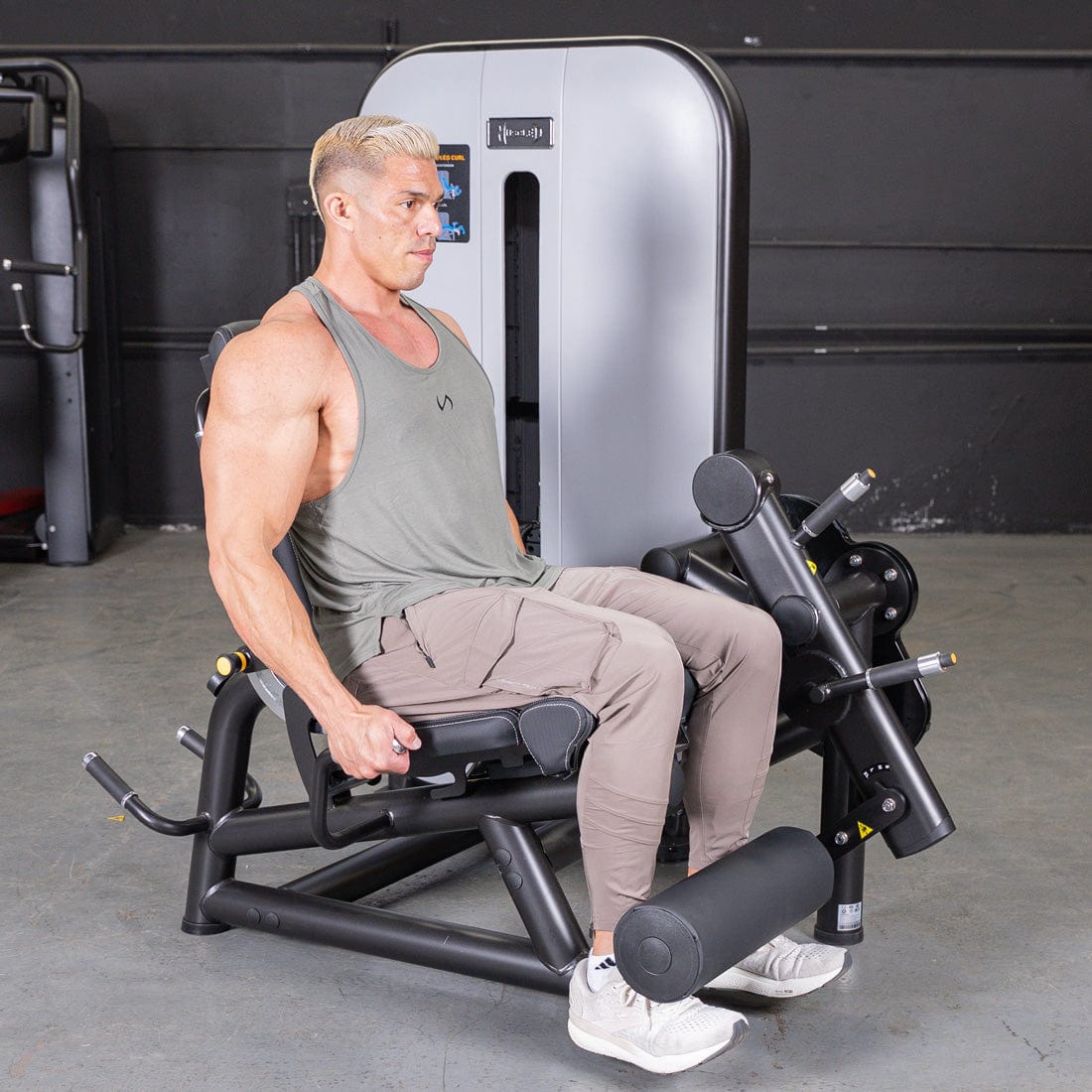Vogue Leg Extension/Prone Leg Curl Combo - Muscle D Fitness - Seated - Adjustable - Pin Selectorized - Quads Hamstring Machine - Grit Grind Strength