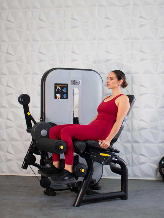 Vogue Leg Extension/Seated Leg Curl Combo - Muscle D Fitness - Adjustable Seat - Pin Selectorized - Quads Hamstring Machine - Grit Grind Strength