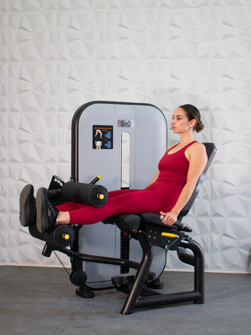 Vogue Leg Extension/Seated Leg Curl Combo - Muscle D Fitness - Adjustable Seat - Pin Selectorized - Quads Hamstring Machine - Grit Grind Strength