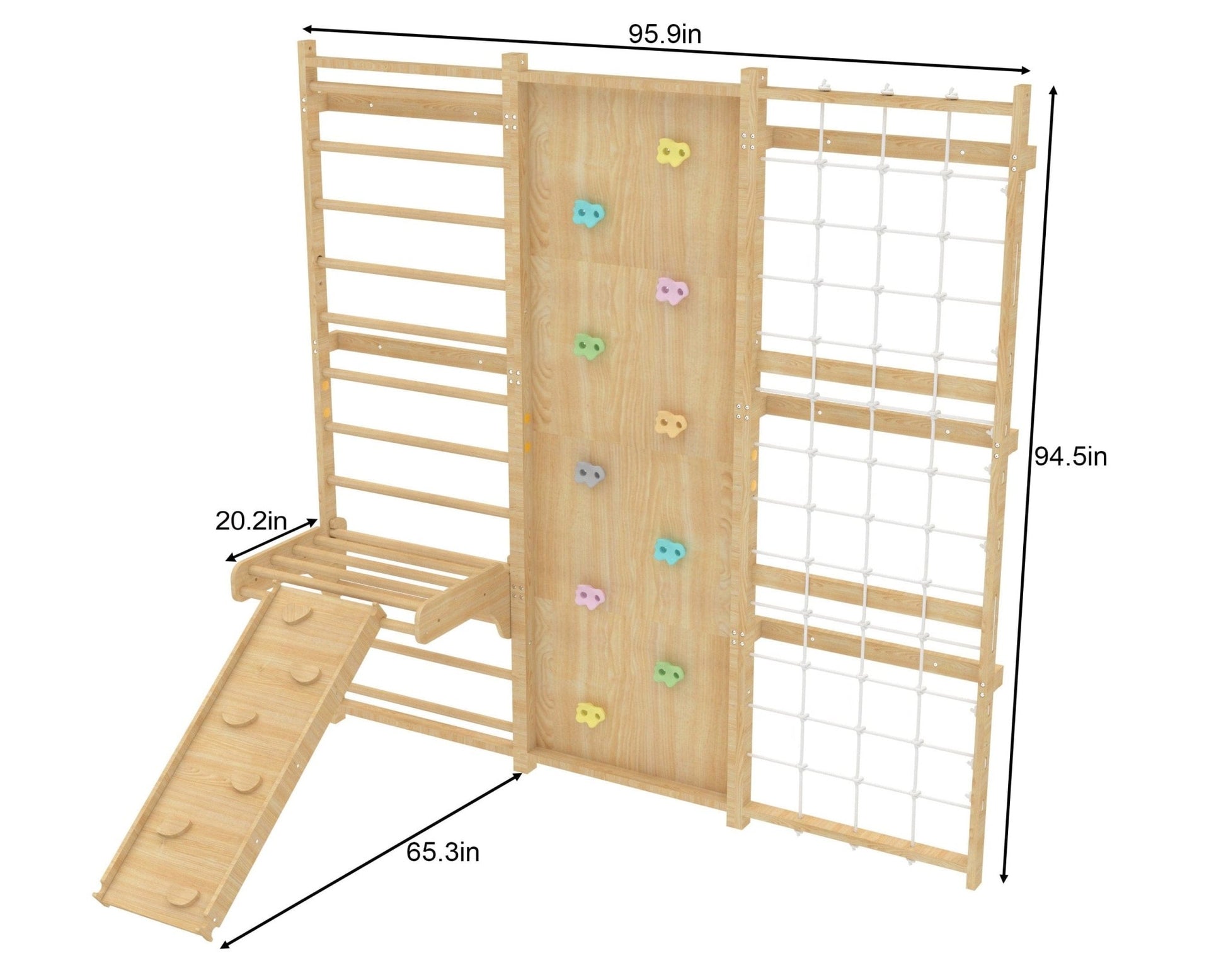 Walnut Modular 9 - in - 1 Swedish Ladder Wall Gym – Indoor Climber for Kids & Toddlers - Grit Grind Strength