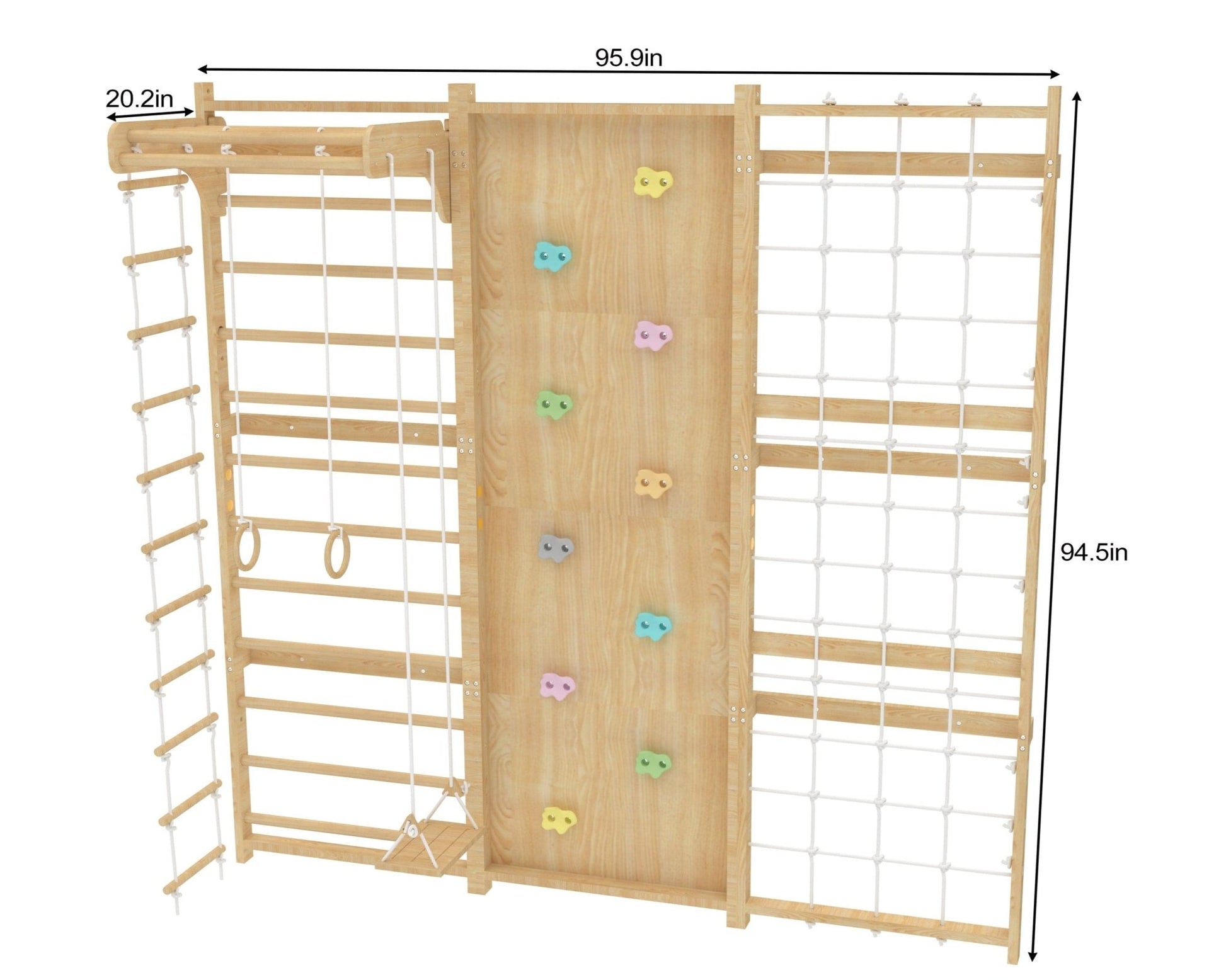 Walnut Modular 9 - in - 1 Swedish Ladder Wall Gym – Indoor Climber for Kids & Toddlers - Grit Grind Strength