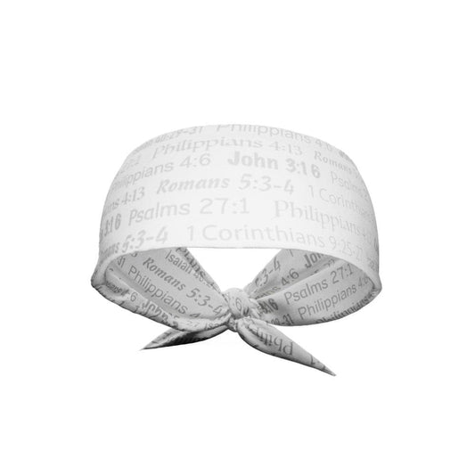 White Bible Verse Tie Headband - Grit Grind Strength