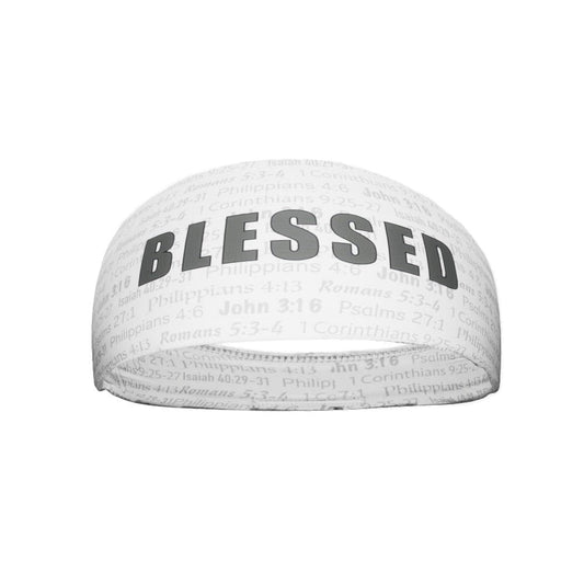 White BLESSED Headband - Grit Grind Strength