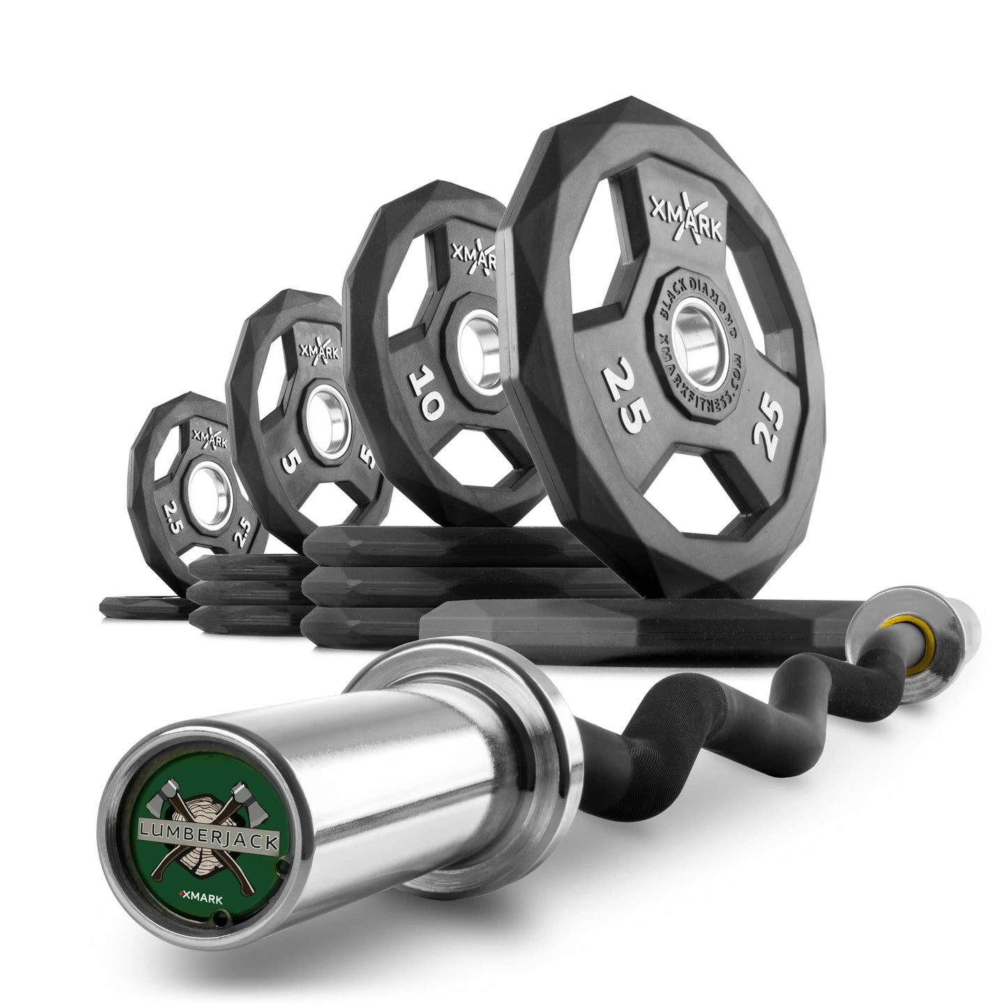 XMARK Weight Sets & Bundles LUMBERJACK / 115lb Set Black Diamond® Olympic Weight Plates and Curl Barbell Sets