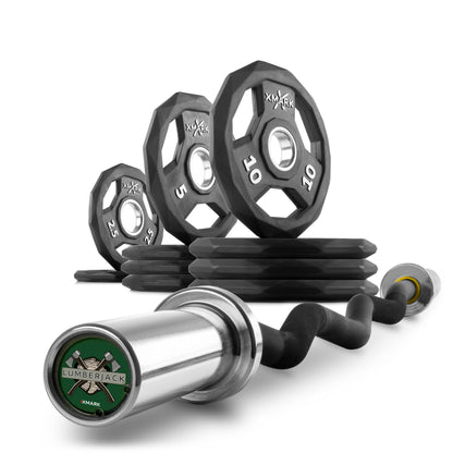 XMARK Weight Sets & Bundles LUMBERJACK / 65lb Set Black Diamond® Olympic Weight Plates and Curl Barbell Sets