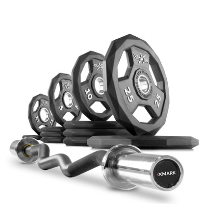 XMARK Weight Sets & Bundles XM-3675 / 115lb Set Black Diamond® Olympic Weight Plates and Curl Barbell Sets
