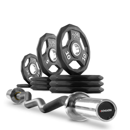 XMARK Weight Sets & Bundles XM-3675 / 65lb Set Black Diamond® Olympic Weight Plates and Curl Barbell Sets