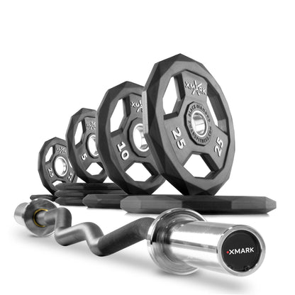 XMARK Weight Sets & Bundles XM-3675 / 95lb Set Black Diamond® Olympic Weight Plates and Curl Barbell Sets